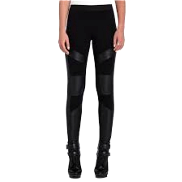 BCBGMaxAzria Black Mesh Panel Leggings - Picture 1 of 11